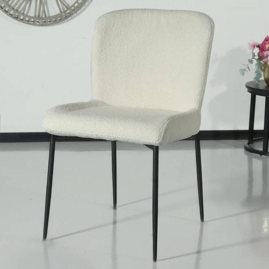 Lizzely Garden & Living SET DEAL: 4 stuks Eetkamerstoel Maxime wit teddy eetstoel