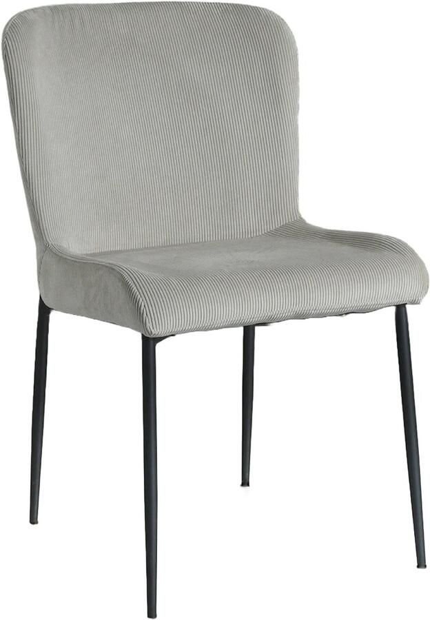 Lizzely Garden & Living Eetkamerstoel Maxime lichtgrijs ribstof eetstoel - Foto 2