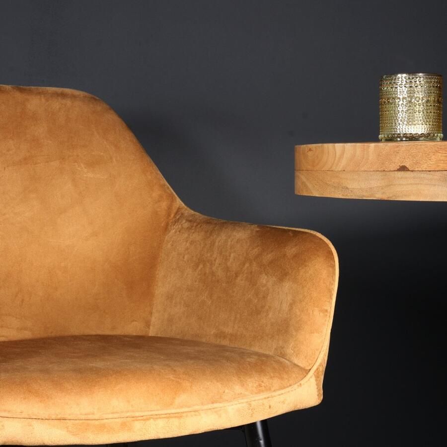 Lizzely Garden & Living SET DEAL: 4 stuks Eetkamerstoel met armleuning Ares velvet bruin eetstoel zetel