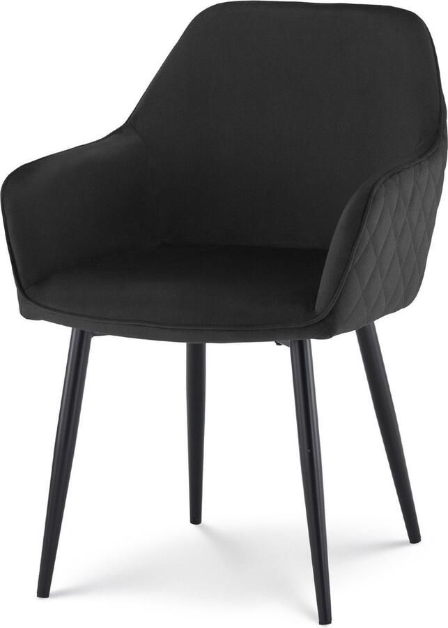 Lizzely Garden & Living SET DEAL: 4 stuks Eetkamerstoel met armleuning Ares velvet zwart eetstoel zetel