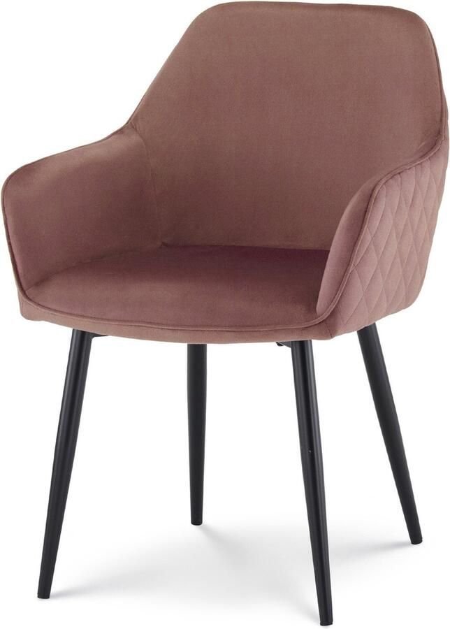 Lizzely Garden & Living SET DEAL: 6 stuks Eetkamerstoel met armleuning Ares velvet roze eetstoel zetel