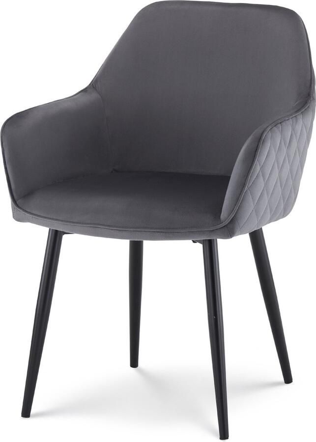 Lizzely Garden & Living SET DEAL: 4 stuks Eetkamerstoel met armleuning Ares velvet antraciet eetstoel zetel