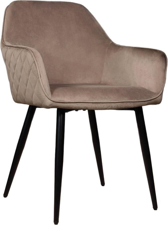 Lizzely Garden & Living SET DEAL: 4 stuks Eetkamerstoel met armleuning Ares velvet taupe eetstoel zetel - Foto 2