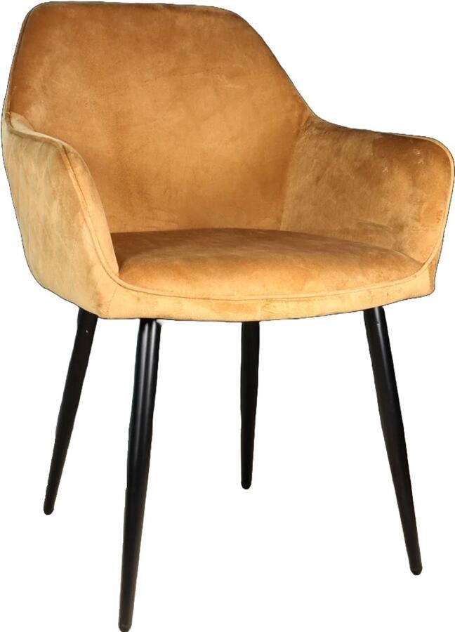 Lizzely Garden & Living SET DEAL: 4 stuks Eetkamerstoel met armleuning Ares velvet bruin eetstoel zetel - Foto 4