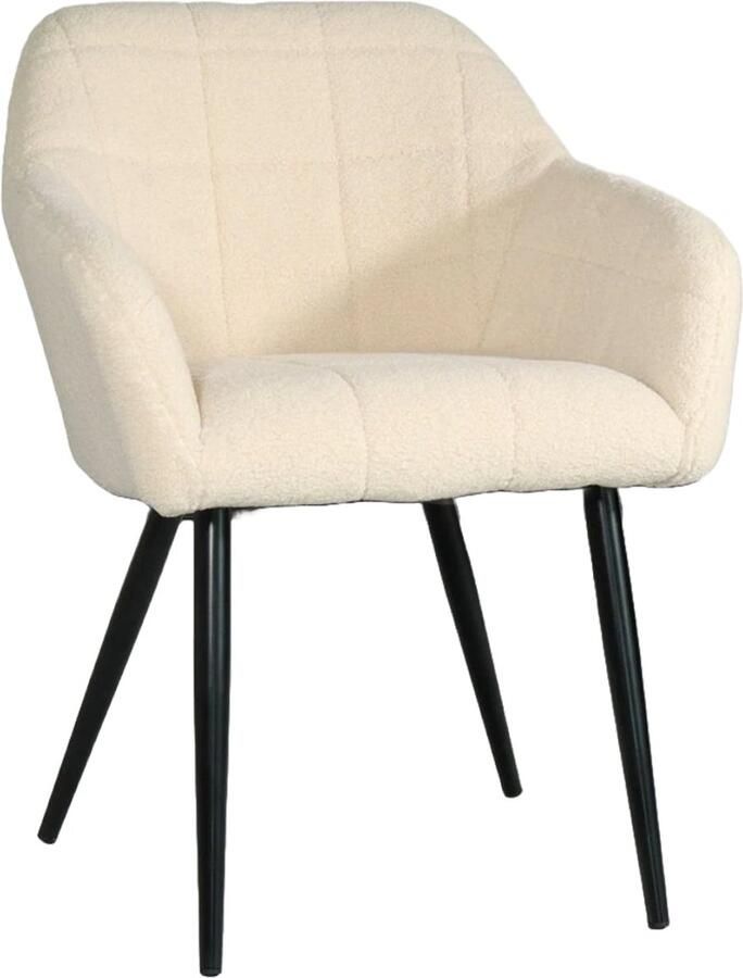 Lizzely Garden & Living Eetkamerstoel met armleuning Barbara beige teddy eetstoel