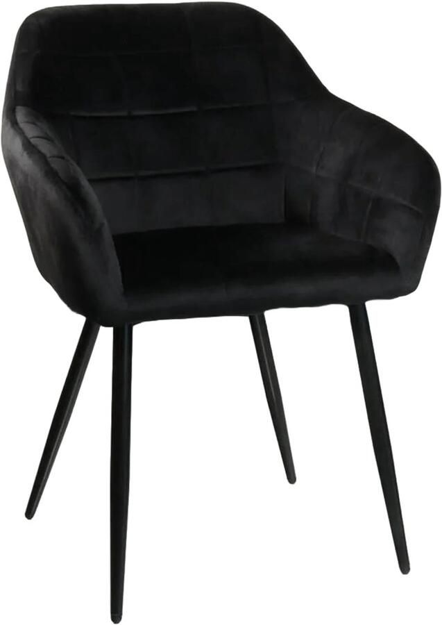 Lizzely Garden & Living Eetkamerstoel met armleuning Barbara zwart velvet eetstoel - Foto 3