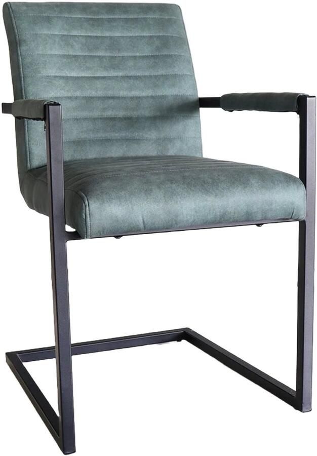 Lizzely Garden & Living Eetkamerstoel met armleuning groen Noor industrieel design eetstoel - Foto 2