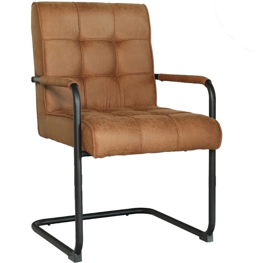 Lizzely Garden & Living Eetkamerstoel met armleuning Indy cognac microvezel eetstoel