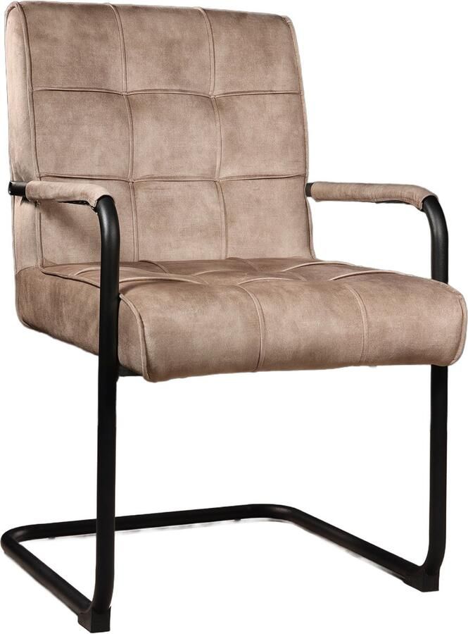 Lizzely Garden & Living Eetkamerstoel met armleuning Indy beige microvezel eetstoel