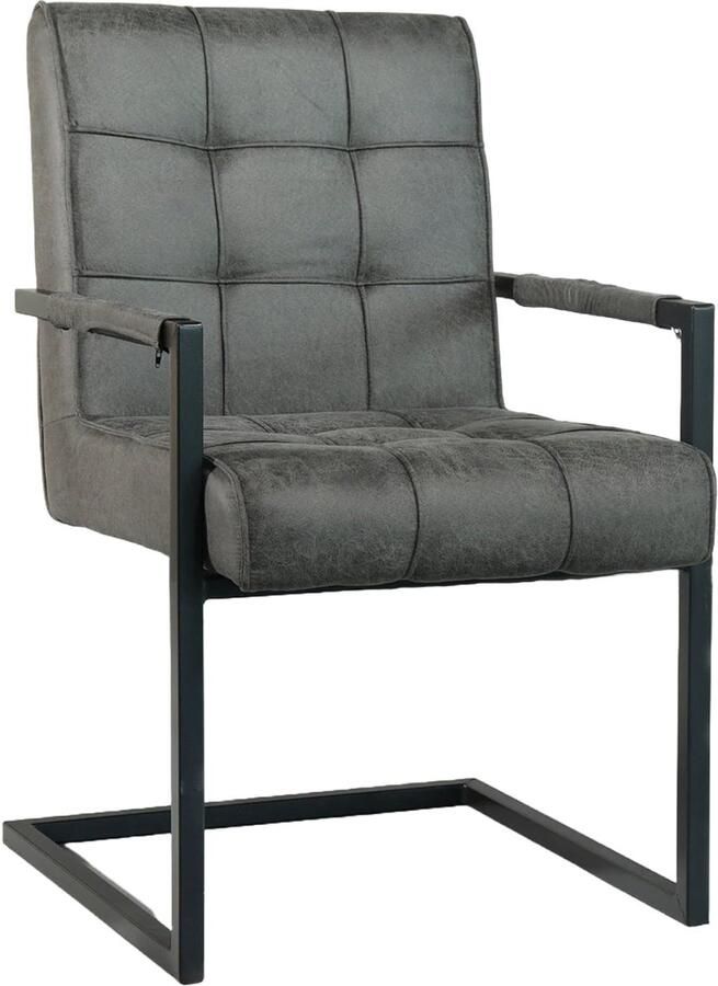 Lizzely Garden & Living Eetkamerstoel met armleuning Milan antraciet microvezel industrieel - Foto 2