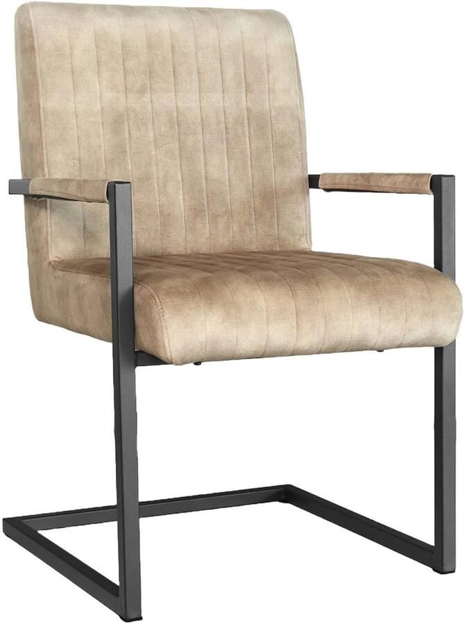 Lizzely Garden & Living Eetkamerstoel met armleuning Timor beige microvezel eetstoel