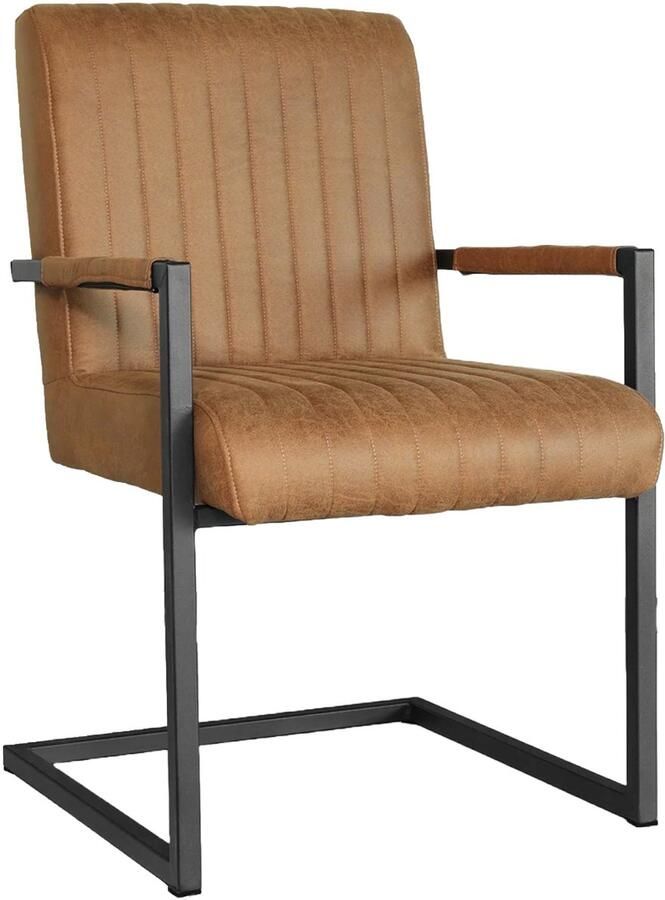 Lizzely Garden & Living Eetkamerstoel met armleuning Timor cognac microvezel eetstoel