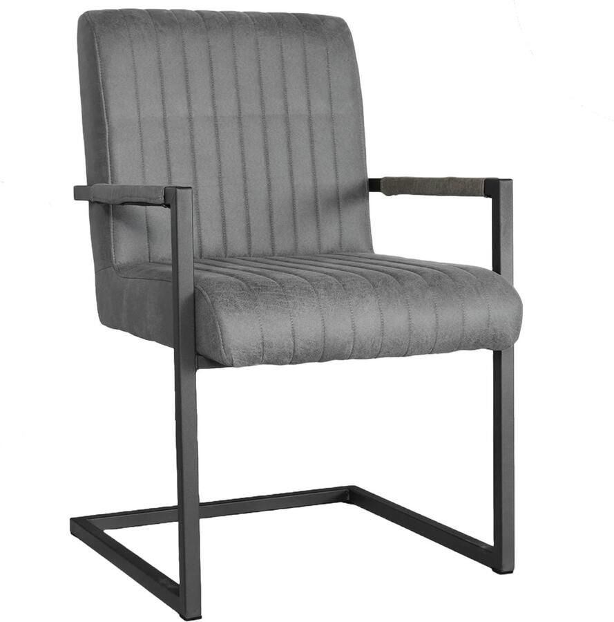 Lizzely Garden & Living Eetkamerstoel met armleuning Timor antraciet microvezel eetstoel