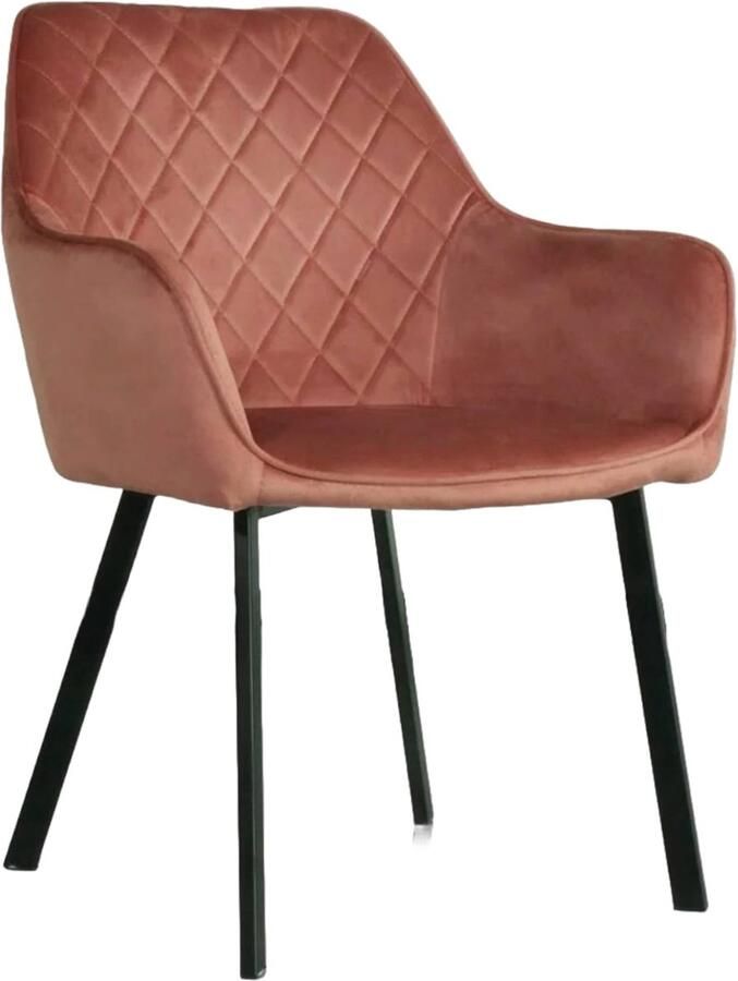 Lizzely Garden & Living SET DEAL: 4 stuks Eetkamerstoel met armleuning Yurgan roze velvet eetstoel zetel - Foto 3