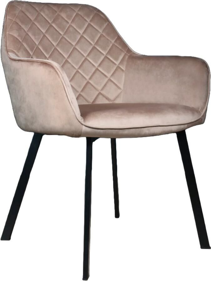 Lizzely Garden & Living SET DEAL: 4 stuks Eetkamerstoel met armleuning Yurgan champagne velvet eetstoel zetel