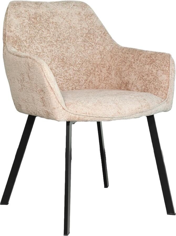 Lizzely Garden & Living Eetkamerstoel met armleuning Yurgan chenille taupe eetstoel