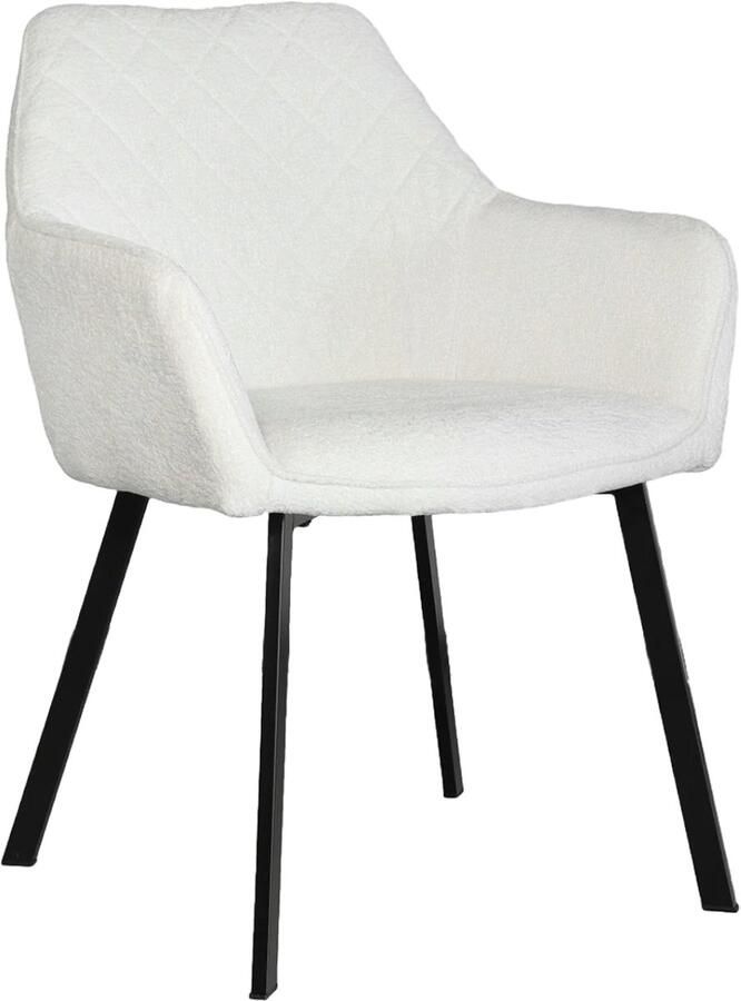 Lizzely Garden & Living Eetkamerstoel met armleuning Yurgan chenille wit eetstoel