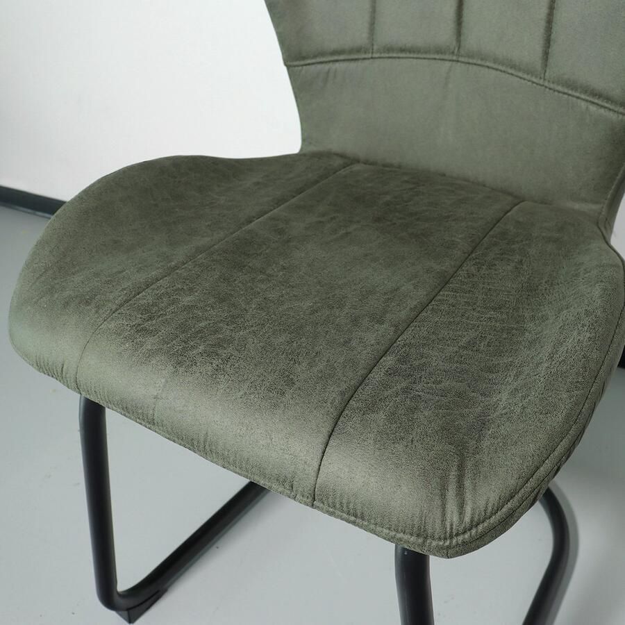 Lizzely Garden & Living SET DEAL: 4 stuks Eetkamerstoel met handgreep Yara donkergroen microvezel eetstoel industrieel zetel - Foto 3