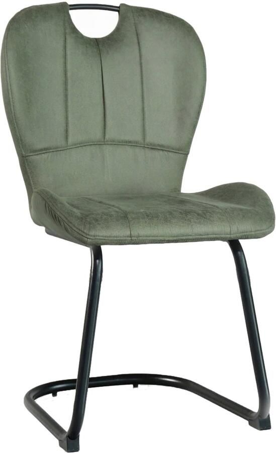 Lizzely Garden & Living Eetkamerstoel Yara met handgreep donkergroen microvezel eetstoel industrieel - Foto 3