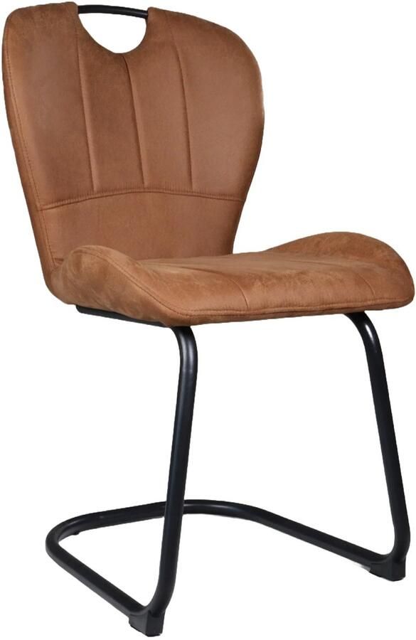 Lizzely Garden & Living Eetkamerstoel Yara met handgreep cognac microvezel eetstoel industrieel