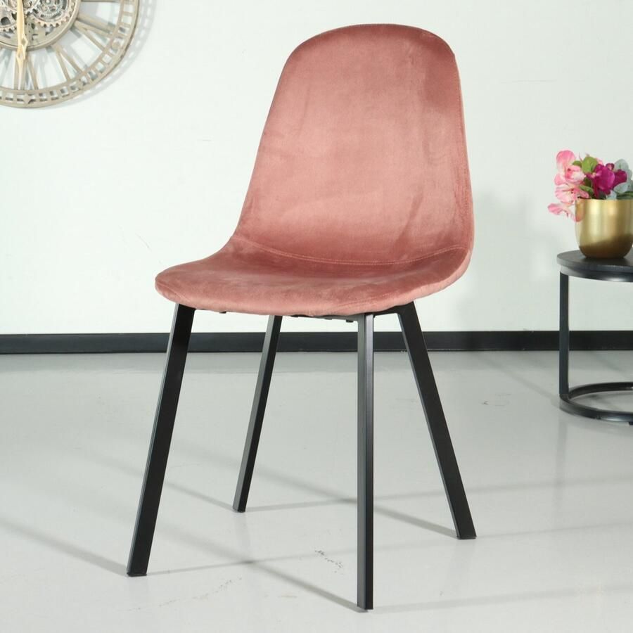 Lizzely Garden & Living SET DEAL: 4 stuks Eetkamerstoel Simpy oud roze velvet eetstoel zetel - Foto 2