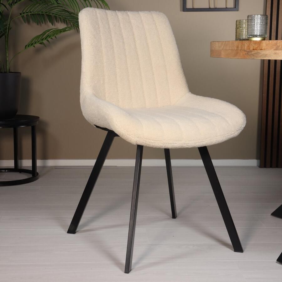 Lizzely Garden & Living SET DEAL: 6 stuks Eetkamerstoel Susta beige teddy eetstoel zetel