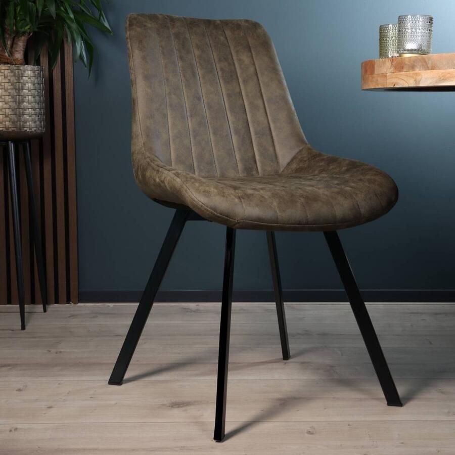 Lizzely Garden & Living SET DEAL: 4 stuks Eetkamerstoel Susta donkergroen microvezel eetstoel zetel - Foto 2