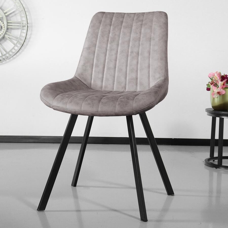 Lizzely Garden & Living SET DEAL: 4 stuks Eetkamerstoel Susta lichtgrijs microvezel eetstoel zetel - Foto 2