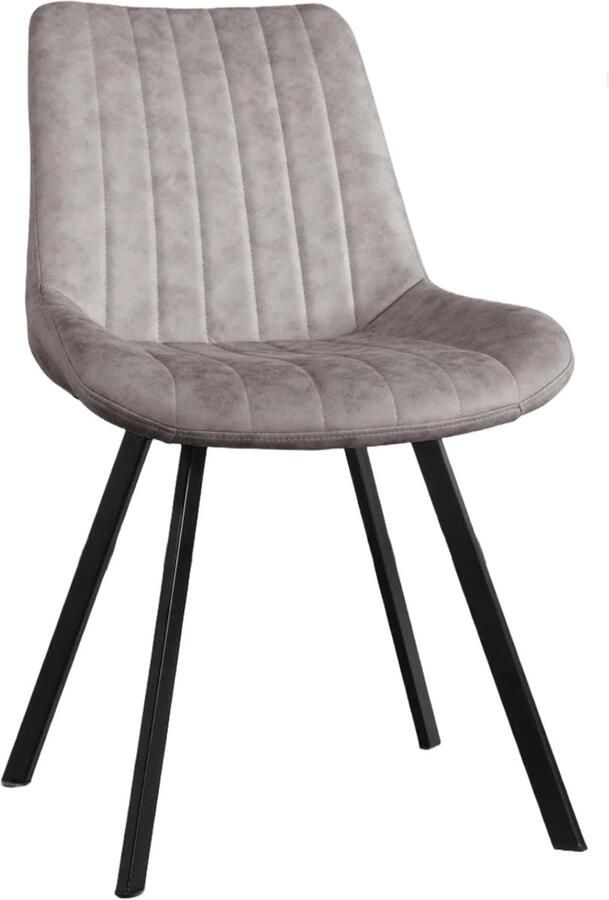 Lizzely Garden & Living SET DEAL: 6 stuks Eetkamerstoel Susta lichtgrijs microvezel eetstoel zetel