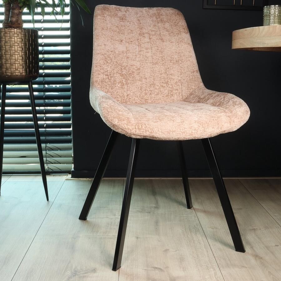 Lizzely Garden & Living SET DEAL: 4 stuks Eetkamerstoel Susta taupe chenille eetstoel zetel - Foto 2