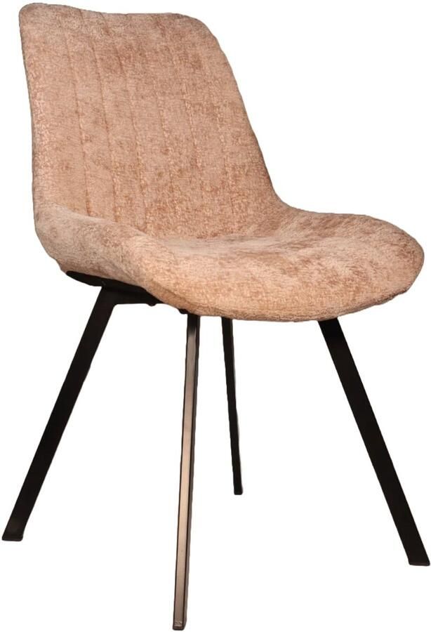 Lizzely Garden & Living SET DEAL: 4 stuks Eetkamerstoel Susta taupe chenille eetstoel zetel