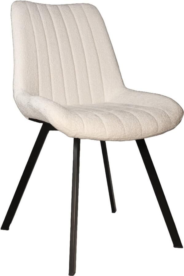 Lizzely Garden & Living SET DEAL: 6 stuks Eetkamerstoel Susta wit chenille eetstoel zetel - Foto 2