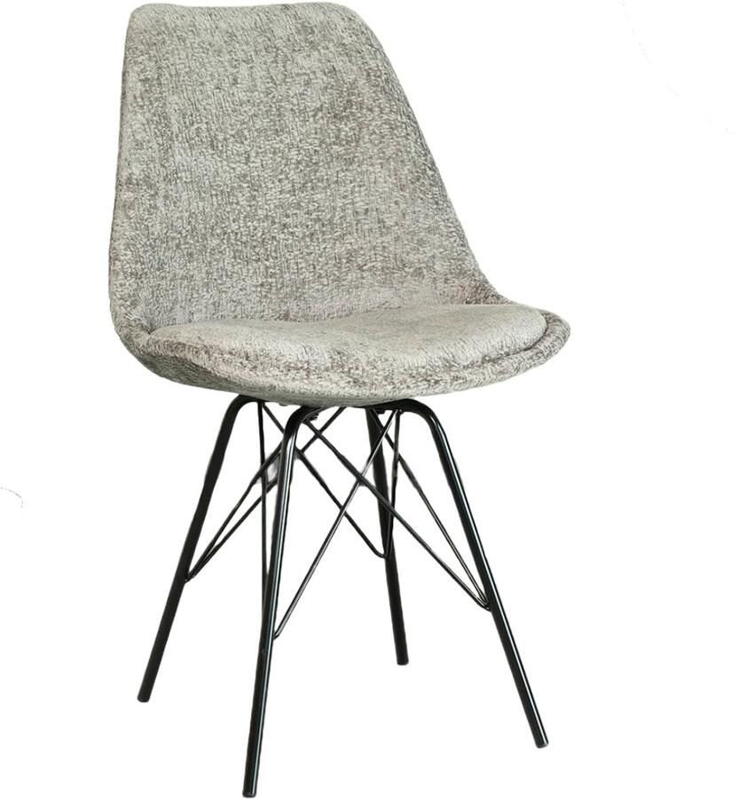 Lizzely Garden & Living Eetkamerstoel Viga grijs chenille eetstoel