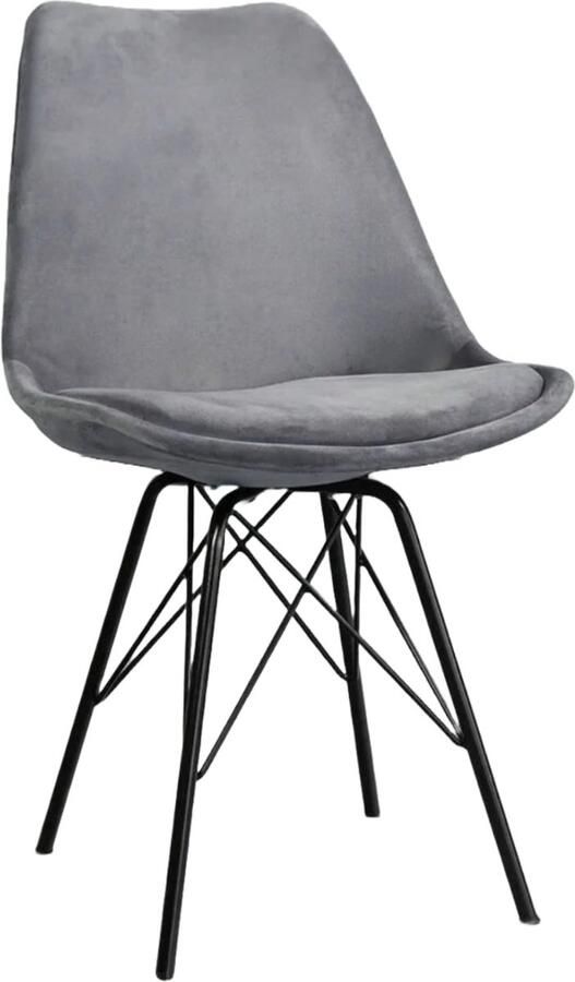 Lizzely Garden & Living SET DEAL: 4 stuks Eetkamerstoel Viga grijs velvet eetstoel