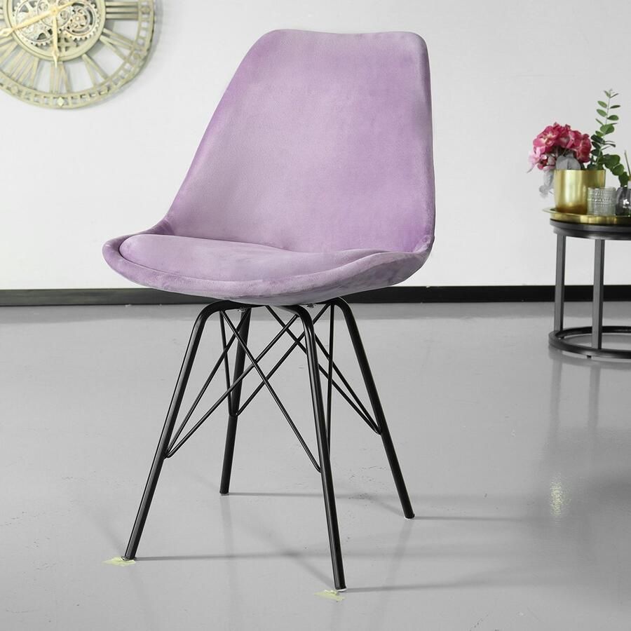 Lizzely Garden & Living SET DEAL: 4 stuks Eetkamerstoel Viga paars velvet eetstoel - Foto 2
