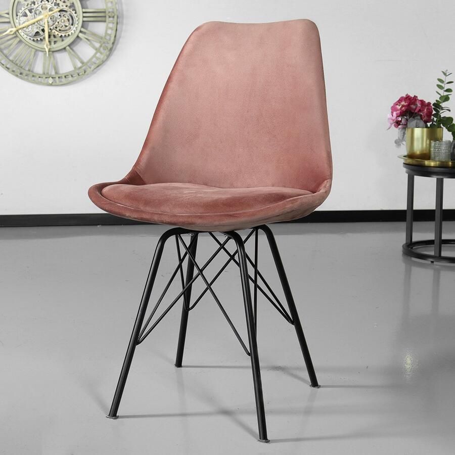 Lizzely Garden & Living SET DEAL: 4 stuks Eetkamerstoel Viga roze velvet eetstoel - Foto 2