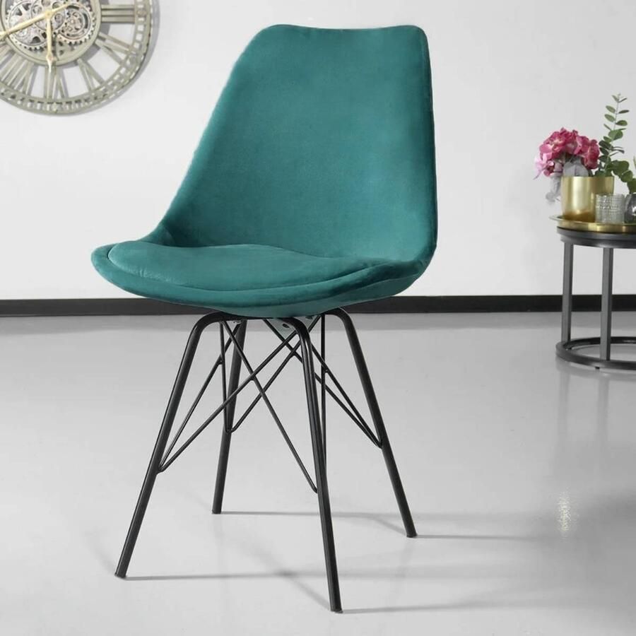 Lizzely Garden & Living SET DEAL: 6 stuks Eetkamerstoel Viga turquoise velvet eetstoel - Foto 2