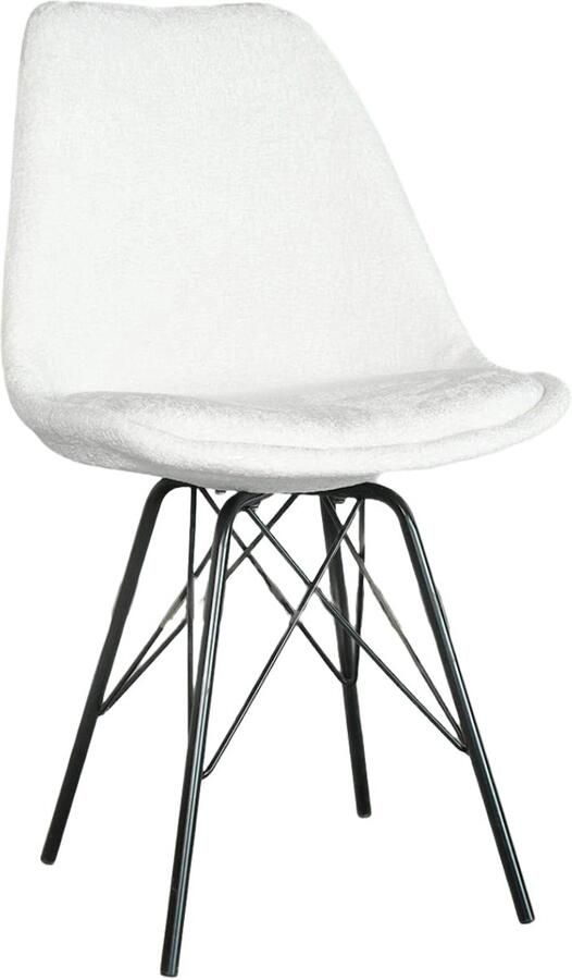 Lizzely Garden & Living Eetkamerstoel Viga wit chenille eetstoel