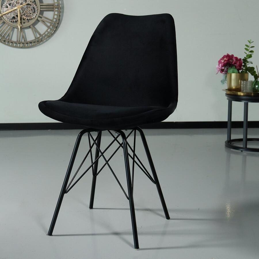 Lizzely Garden & Living SET DEAL: 6 stuks Eetkamerstoel Viga zwart velvet eetstoel - Foto 2