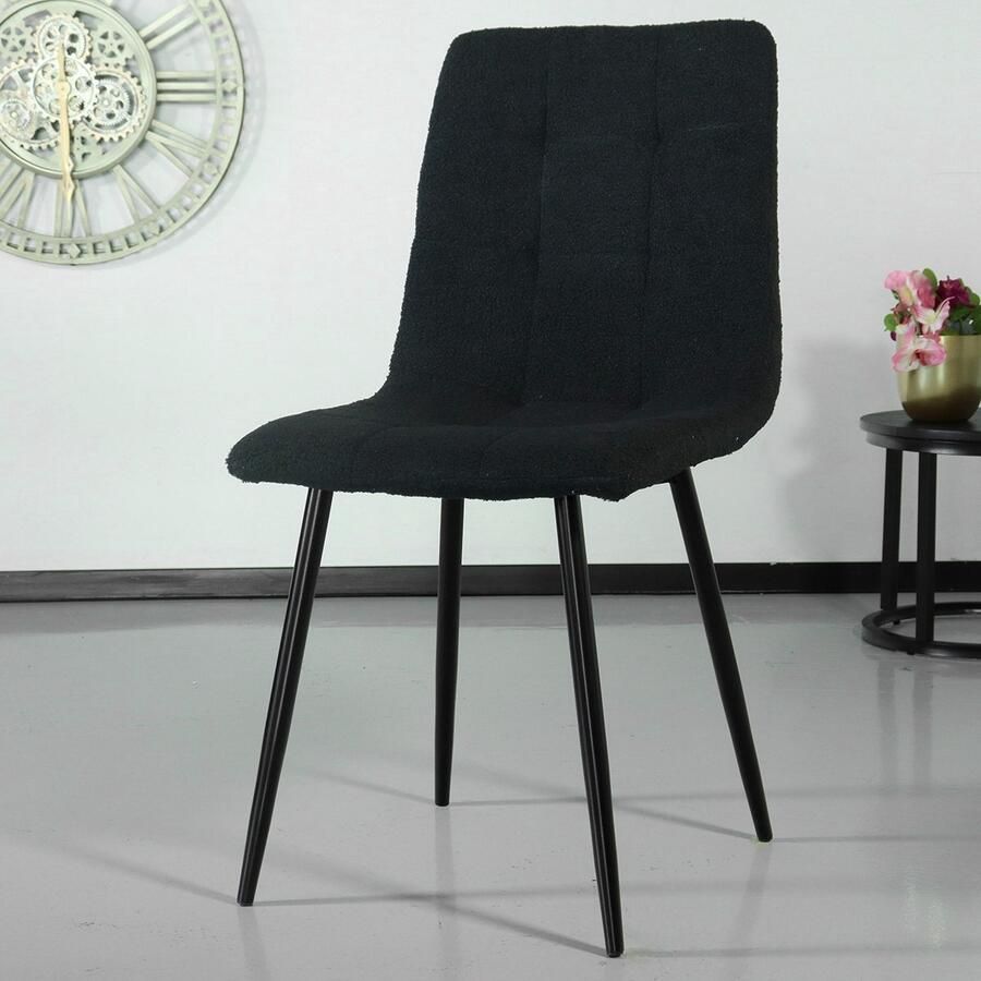 Lizzely Garden & Living SET DEAL: 6 stuks Eetkamerstoel Catoo teddy zwart eetstoel