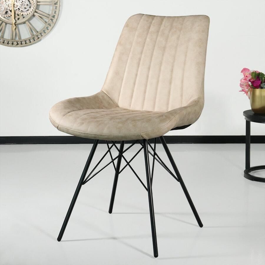 Lizzely Garden & Living SET DEAL: 6 stuks Eetkamerstoel Chesro beige eetstoel industrieel zetel - Foto 2