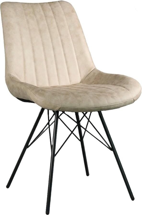 Lizzely Garden & Living SET DEAL: 4 stuks Eetkamerstoel Chesro beige eetstoel industrieel zetel