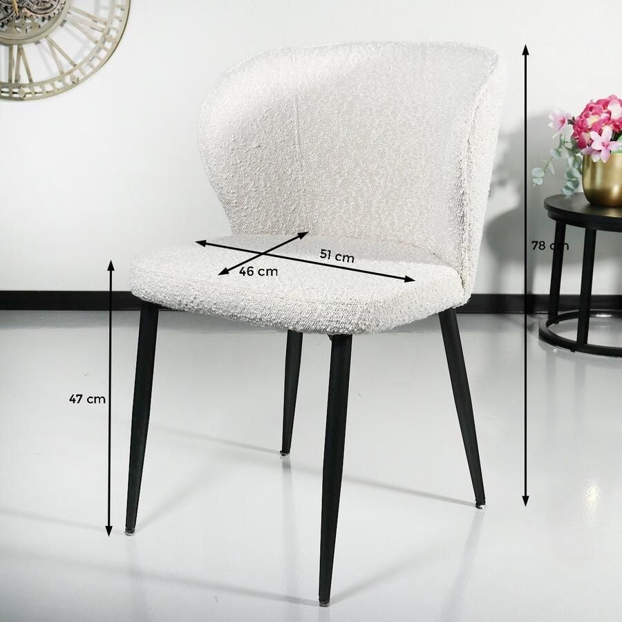 Lizzely Garden & Living SET DEAL: 6 stuks Eetkamerstoel Coco boucle wit eetstoel