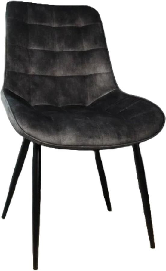 Lizzely Garden & Living SET DEAL: 4 stuks Eetkamerstoel De Vince antraciet velvet eetstoel zetel