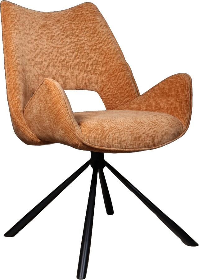 Lizzely Garden & Living SET DEAL: 4 stuks Eetkamerstoel draaibaar Kevin ribstof cognac eetstoel draaibare stoel zetel - Foto 2
