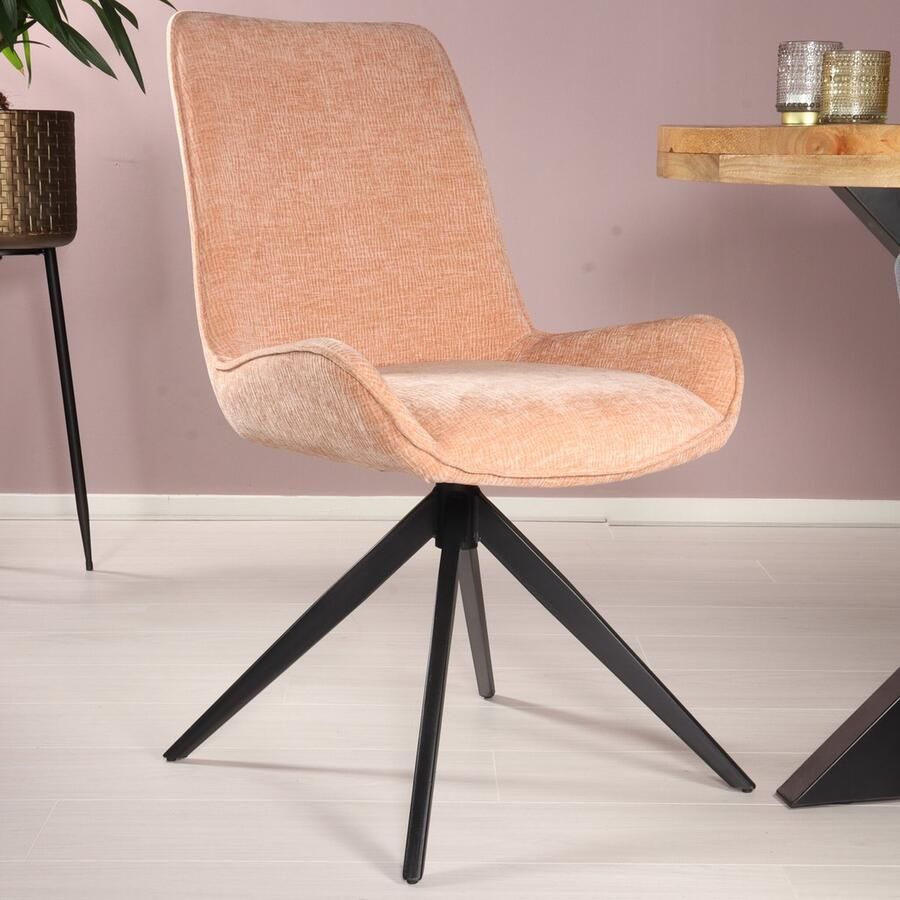 Lizzely Garden & Living SET DEAL: 6 stuks Eetkamerstoel draaibaar Marloes ribstof champagne eetstoel draaibare stoel zetel - Foto 2