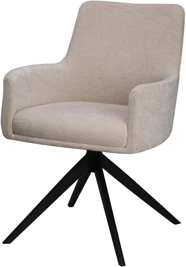 Lizzely Garden & Living Eetkamerstoel draaibaar met armleuning Nola beige eetstoel draaibare stoel zetel