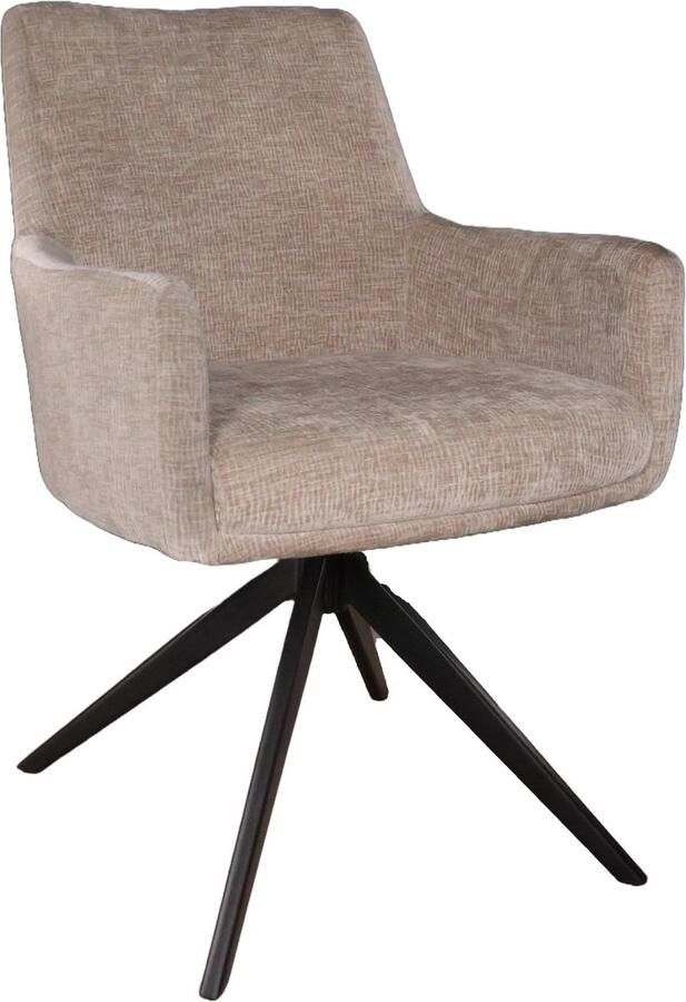 Lizzely Garden & Living Eetkamerstoel draaibaar met armleuning Nola taupe eetstoel draaibare stoel zetel