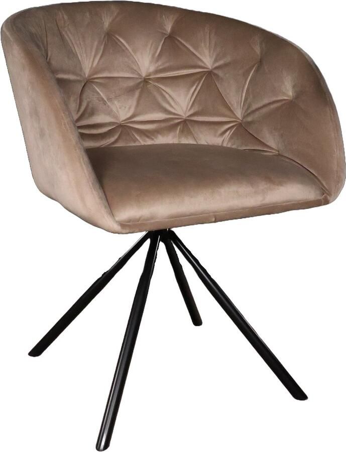 Lizzely Garden & Living SET DEAL: 4 stuks Eetkamerstoel draaibaar Willow taupe velvet eetstoel draaibare stoel zetel - Foto 3