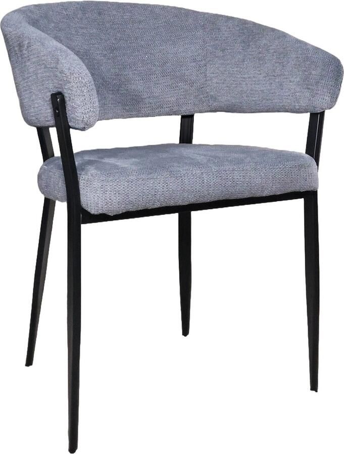 Lizzely Garden & Living Eetkamerstoel met armleuning Japandi Ziva grijs eetstoel zetel